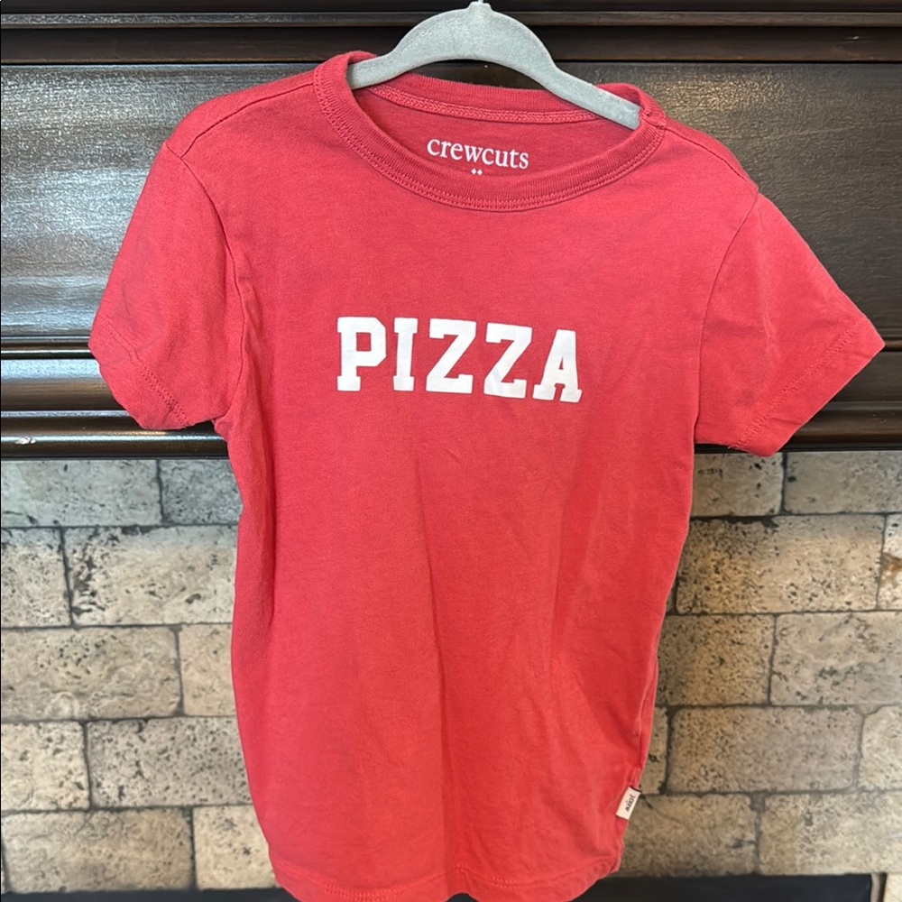 Crewcuts Red Tee with Pizza Graphic